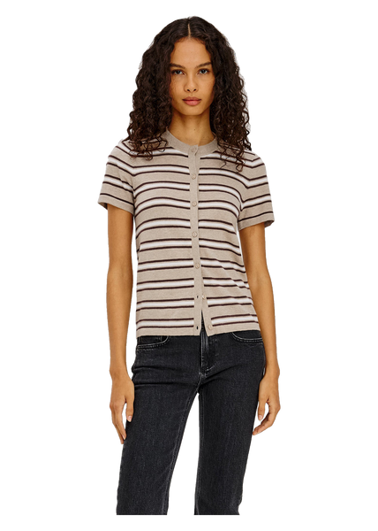 Kylie Sweater in heather oat stripe