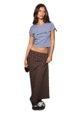 Bias Check Midi Skirt in olive burgundy plaid