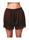 Satin Lace Stretch Shorts in chocolate