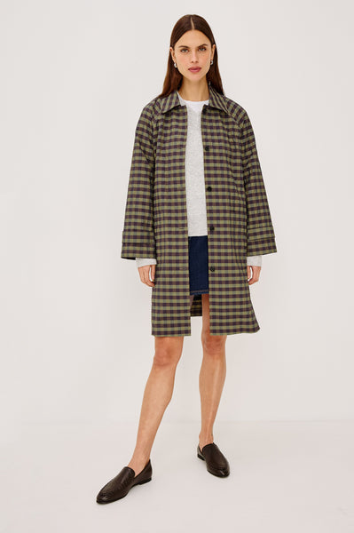 Mattie Jacket in Tapenade Check, front detail
