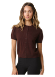 Maddie Short Sleeve Knit Cardigan in Brown