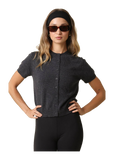 Maddie Short Sleeve Knit Cardigan in Dark Charcoal