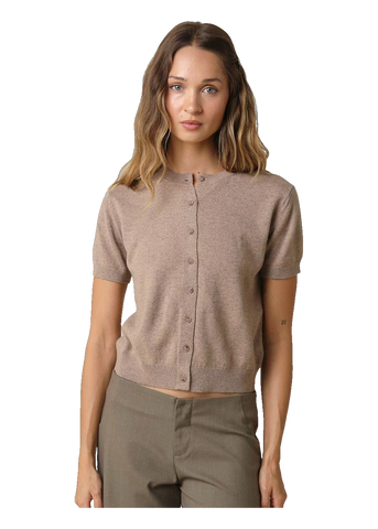 Maddie Short Sleeve Knit Cardigan in Mocha