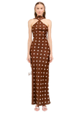 Magdalena Dress in brown polka dot