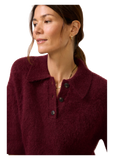 Nadya Alpaca Blend Boxy Polo Sweater in cherry wine, detail