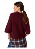 Nadya Alpaca Blend Boxy Polo Sweater in cherry wine, back