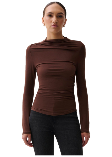 Nathalia Draped Mock Neck in Woodland