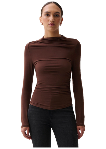 Nathalia Draped Mock Neck in Woodland