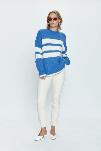 Carlen Sweater - Campanula White Stripe