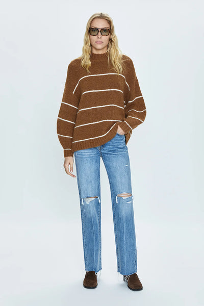 Carlen Sweater - Carmel White Stripe