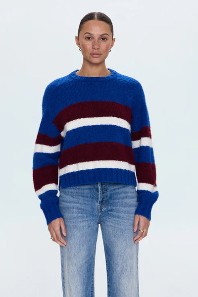 Adina Sweater - Azure Claret Stripe