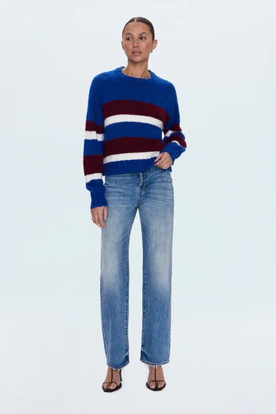 Adina Sweater - Azure Claret Stripe