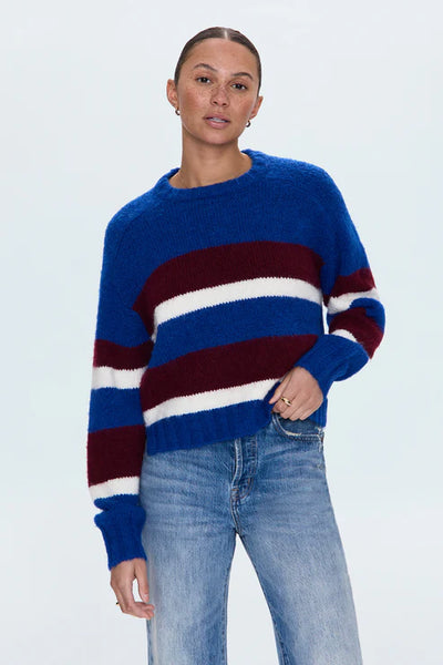 Adina Sweater - Azure Claret Stripe