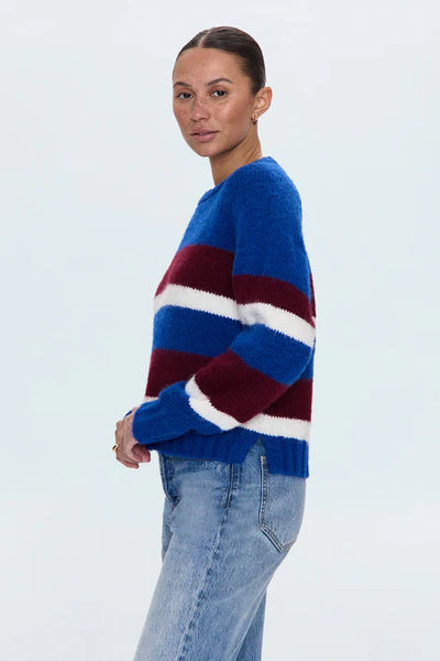 Adina Sweater - Azure Claret Stripe