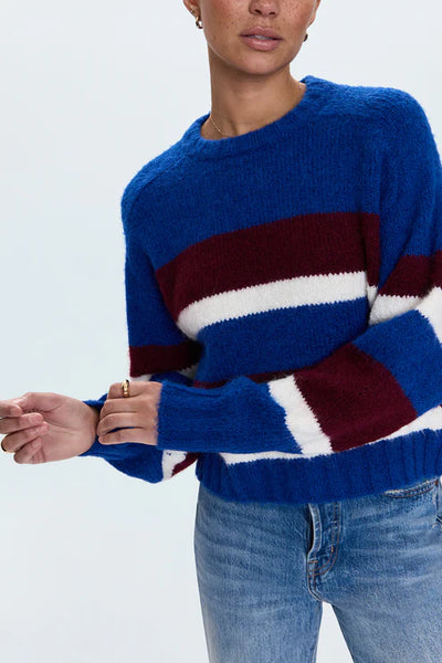Adina Sweater - Azure Claret Stripe