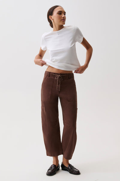 Sabrina Curved Utility Pant in Lindt, styled