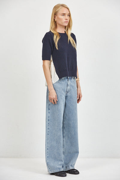 Liora Top in Navy, side view