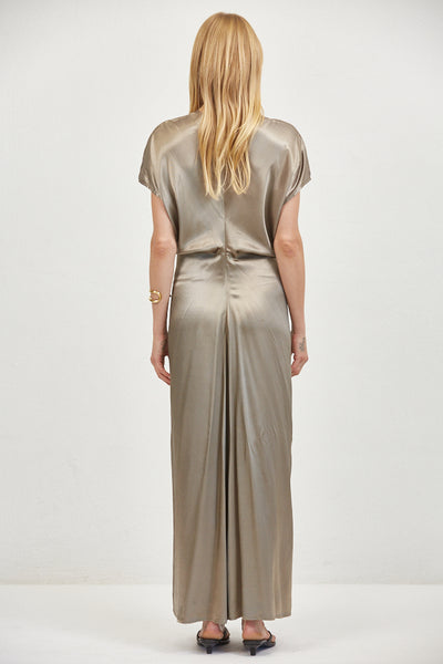 Alina Dress in Olive, back view