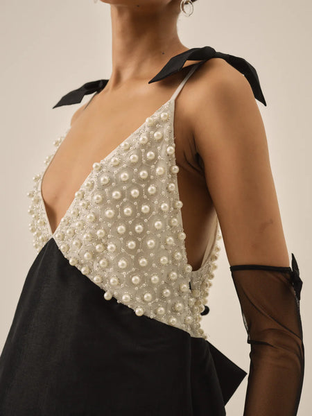 Pearly Bow Mini Dress