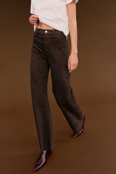 Penny High Rise Wide Leg Jean in Mocha, styled lifestyle shot