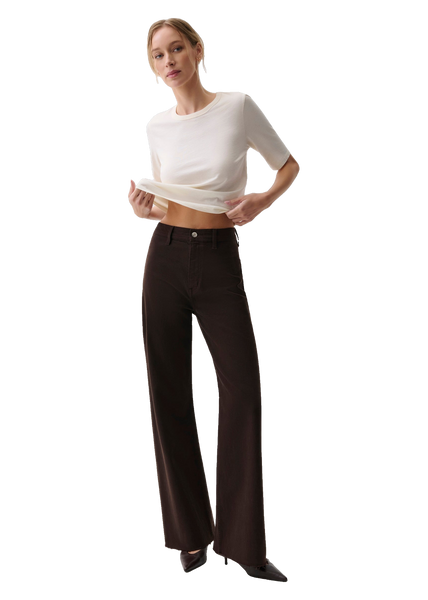 Penny High Rise Wide Leg Jean in Mocha
