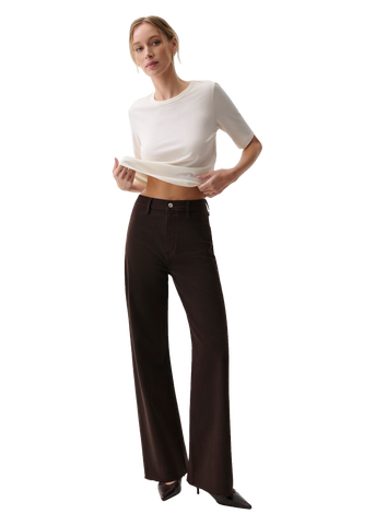 Penny High Rise Wide Leg Jean in Mocha