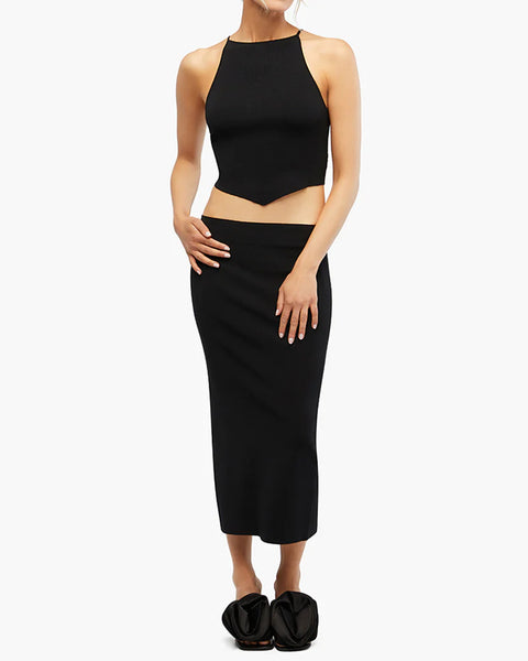 V Cropped Rib Tank