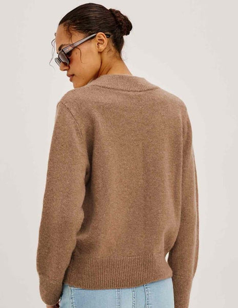 Lidya Sweater in heather camel, back view