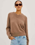 Lidya Sweater in heather camel, close up