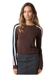 Rylee Contrast Stripe Knit Sweater in Coffee Multi