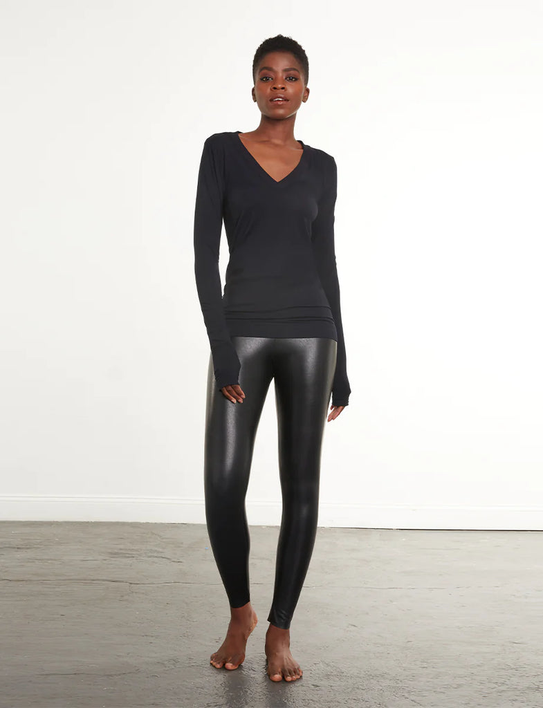 Faux Leather Legging- Black