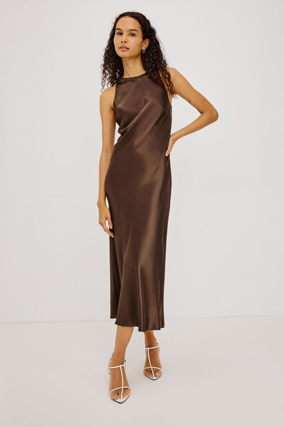 Solene Dress in espresso, styled