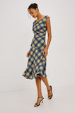 Sorra Dress in Navy Sage Plaid