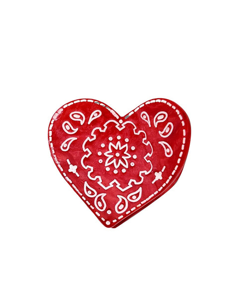 Paisley Heart Claw Clip - Red