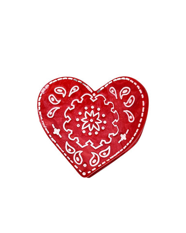 Paisley Heart Claw Clip - Red