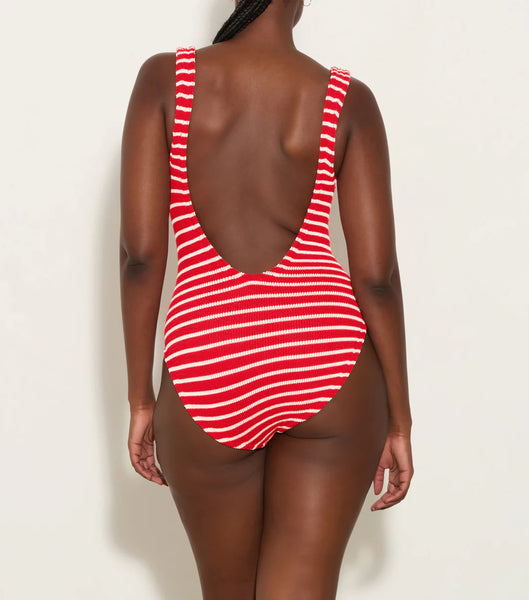 Square Neck One Piece - Red/White Stripe