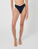 High Rise Ruched Bottom - Dark Navy/Off White