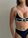 Scoop Underwire Top - Dark Navy/Off White