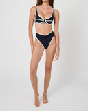 Scoop Underwire Top - Dark Navy/Off White