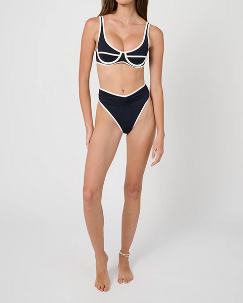 Scoop Underwire Top - Dark Navy/Off White