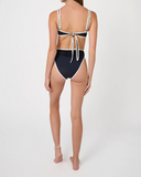 Scoop Underwire Top - Dark Navy/Off White