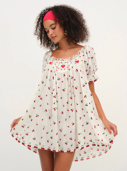 Beaded Cherries Slip Dress