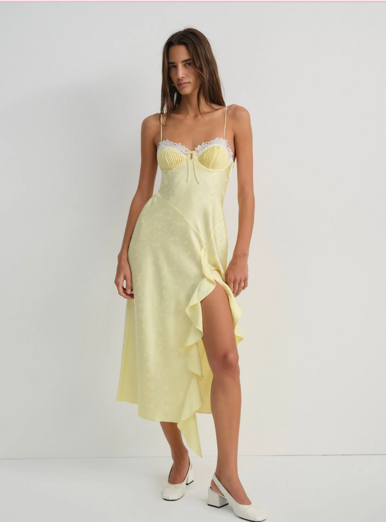 For Love & Lemons Chania Midi Dress - Yellow For Love & Lemons Chania Midi Dress - Yellow
