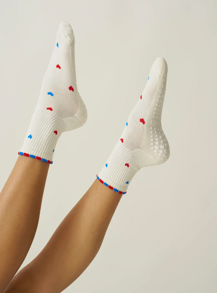 Patriotic Hearts Pilates Socks