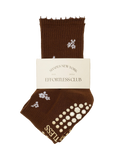 Snowflake Petal Grip Sock in chocolate