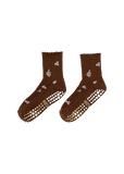 Snowflake Petal Grip Sock pair in chocolate