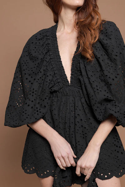 Alicia Romper - Black Eyelet