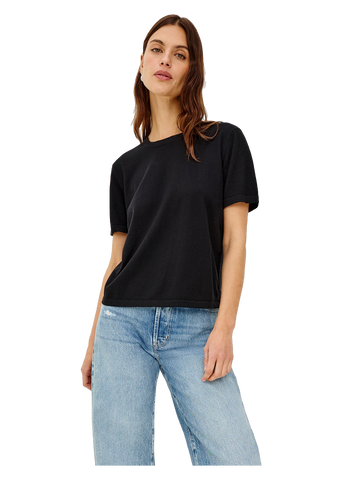 Cotton Cashmere Short Sleeve Tee in black