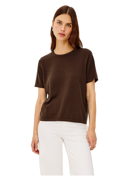 Cotton Cashmere Short Sleeve Tee in espresso