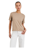 Cotton Cashmere Short Sleeve Tee in heather oat